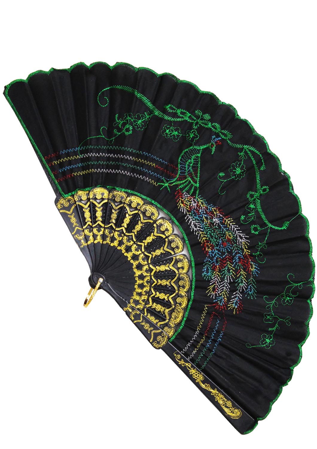 VENTAGLIO RICAMATO NERO-VERDE